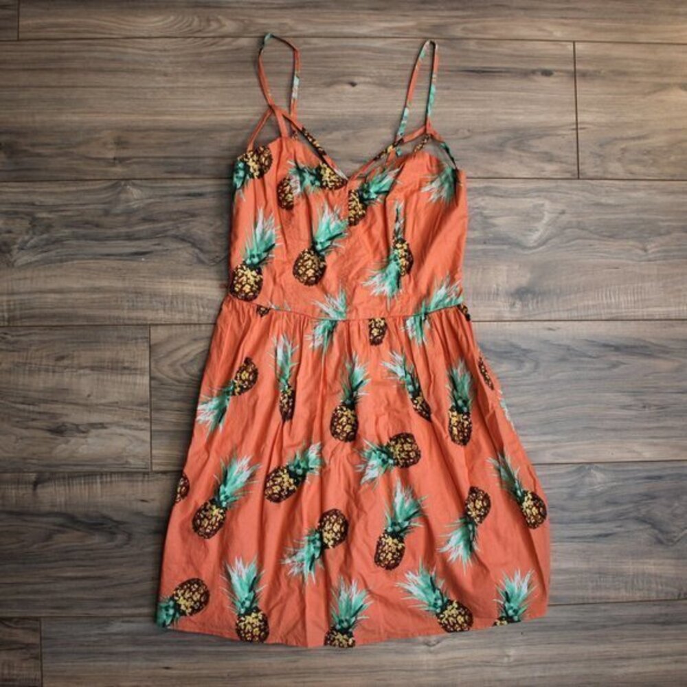 Charotte Russe Orange Pineapple Dress S